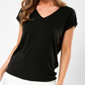 Basic V-Neck Black Tee Women's XS